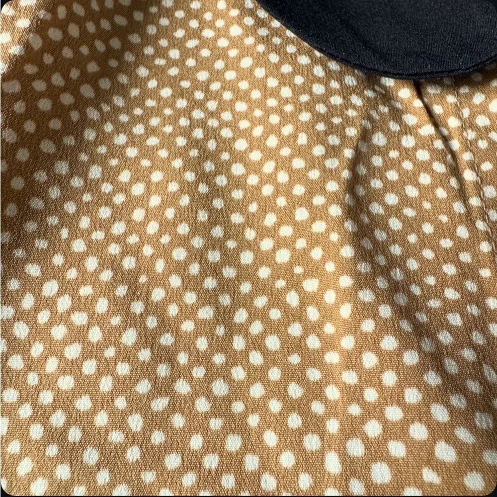Joe Fresh Girls’ Tan/White Polka Dot Dress Peter Pan Collar Size 6/7